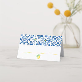 Aquarellfarben Lemon Mediterrane Hochzeit Platzkarte
