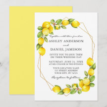 Aquarellfarben Lemons Greenerity Geo Frame Wedding