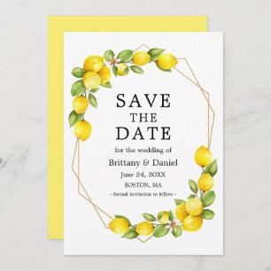 Aquarellfarben Lemons Greenery Geo Frame Save the Save The Date