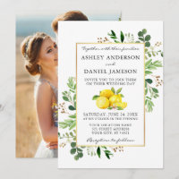 Aquarellfarben Lemons Grünes Foto Zurück Hochzeit