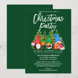 Aquarellfarben Leuchten Weihnachts-Party Grün Einladung