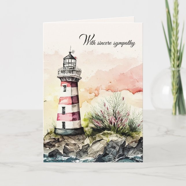 Aquarellfarben Leuchtturm Malerei Beileid Karte (Vorderseite)