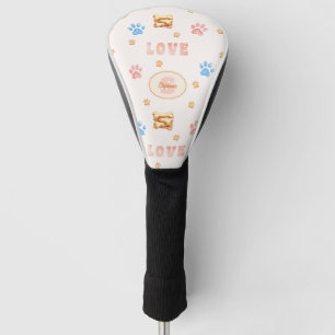 Aquarellfarben-"LIEBE"-Design mit Hundepaw-Drucken Golf Headcover