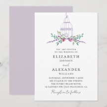 Aquarellfarben lila Blütenblütenhochzeit Vintager
