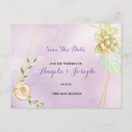 Aquarellfarben lila Chic Save the Date Postkarte