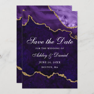 Aquarellfarben Lila Goldmarmor Agate Geode Save The Date
