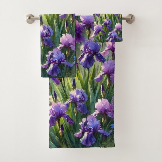 Aquarellfarben Lila Irische Bläschen Badhandtuch Set (Insitu)