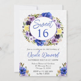 Aquarellfarben Lila und Cremefeuer Süß 16 Einladung