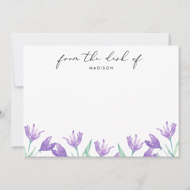 Aquarellfarben Lilac-Blume Personalisiert Mitteilungskarte (Vorderseite)