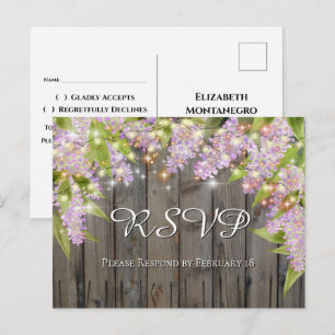 Aquarellfarben-Lilacs mit Hochzeitszitz aus Holz u Postkarte