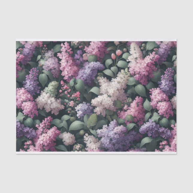 Aquarellfarben Lilacs und Grünmuster Dekoration Seidenpapier (Vorderseite)