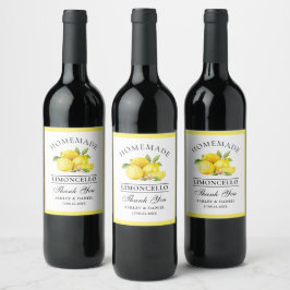 Aquarellfarben Limoncello Dank Flaschenetiketten Weinetikett