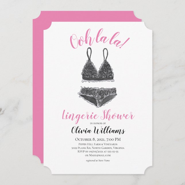 Aquarellfarben Lingerie Dusche Brautparty Einladung (Vorne/Hinten)
