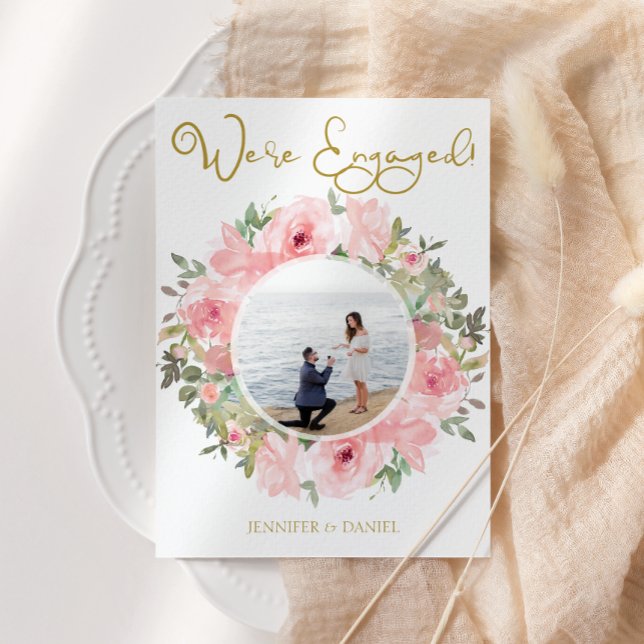 Aquarellfarben Lush Blush Pink Floral Engagement P Einladung (Von Creator hochgeladen)