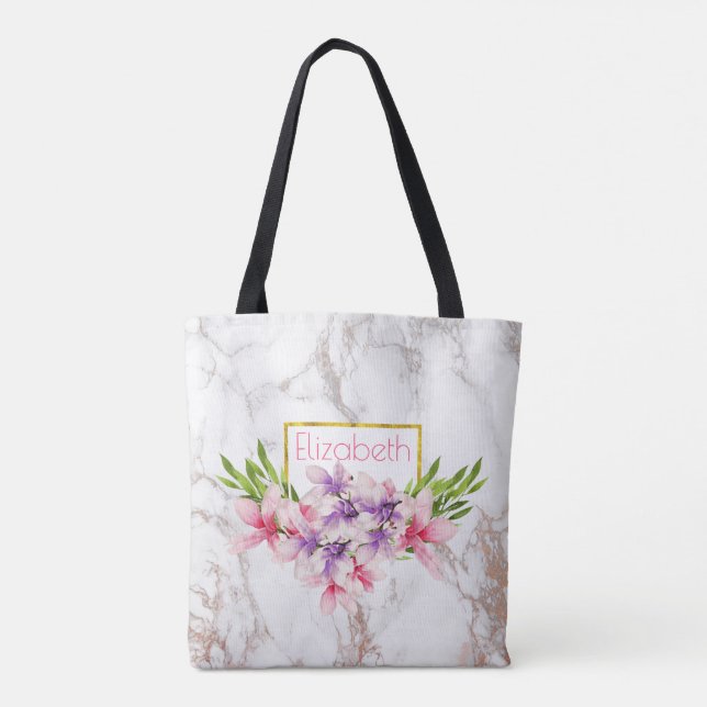 Aquarellfarben Magnolien, Imitate Marmortextur kun Tasche (Rückseite)