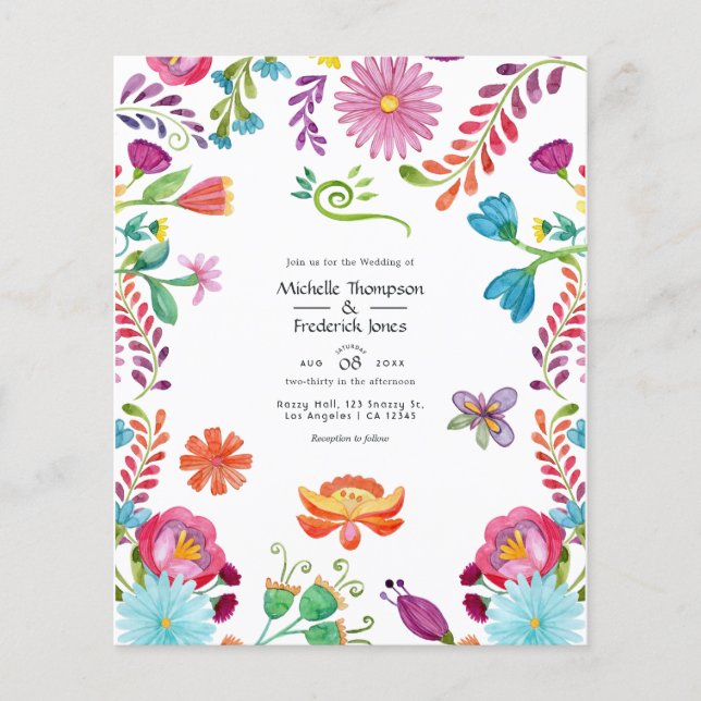 Aquarellfarben mexikanische Fiesta Wedite Flyer (Vorne)