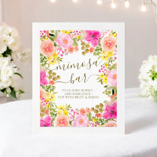 Aquarellfarben Mimosa Bar Brautparty Poster
