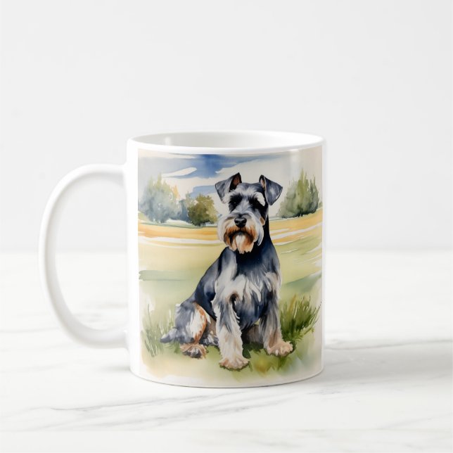 Aquarellfarben Miniatur Schnauzer - Hunde Kunst dr Kaffeetasse (Links)