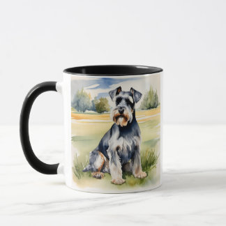 Aquarellfarben Miniatur Schnauzer - Hunde Kunst dr Tasse