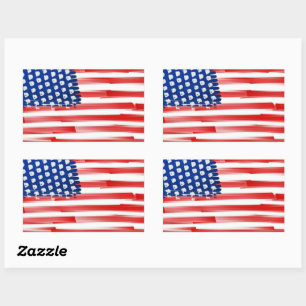 Aquarellfarben mit amerikanischer Flagge Rechteckiger Aufkleber