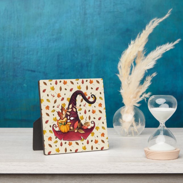 Aquarellfarben mit Hut und Herbstlauben Tabletop Fotoplatte (InSitu)
