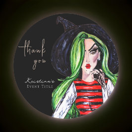 Aquarellfarben-Mode Hexenschwarz Danke Runder Aufkleber