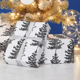 Aquarellfarben Monochrome Winter Weihnachtsbaum Sc Geschenkpapier