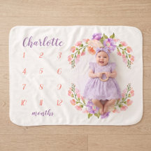 Aquarellfarben-Monogram-Baby-Meilenstein-Foto