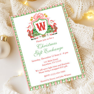 Aquarellfarben Monogram Ursprüngliche Weihnachtsfe Einladung