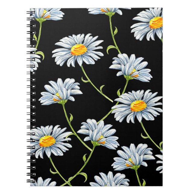 Aquarellfarben. Nahtloser floraler Hintergrund mit Notizblock (Vorderseite)
