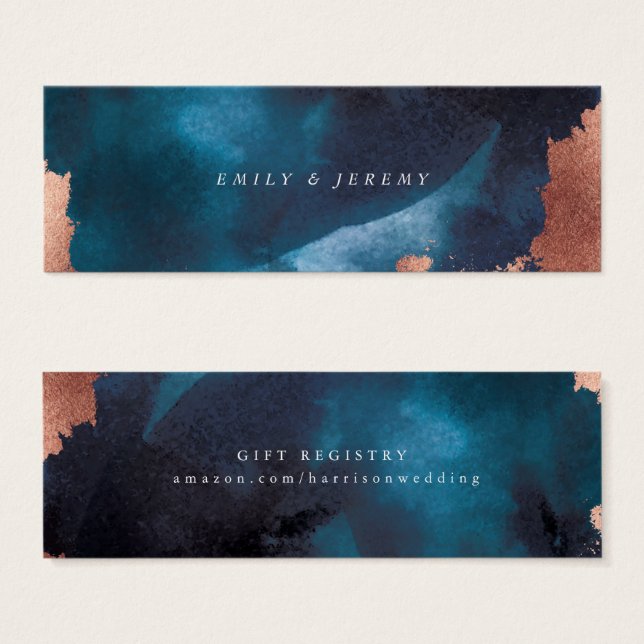 Aquarellfarben Navy Blue Moody Rose Gold Geschenkk (Vorne & Hinten)