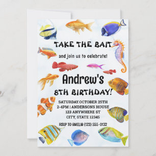Aquarellfarben nehmen den Köder zum Geburtstag an Einladung