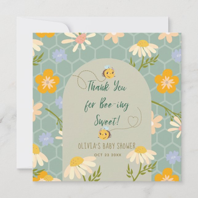 Aquarellfarben-neutrale Mommy to Bee Baby Dusche Dankeskarte (Vorderseite)