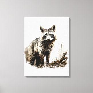 Aquarellfarben Neutrale Sepia-Farben Wildtierfuchs Leinwanddruck