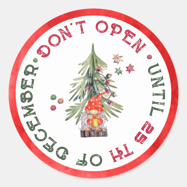 Aquarellfarben nicht öffnen bis Weihnachten Runder Aufkleber (Vorderseite)