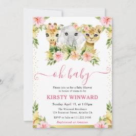 Aquarellfarben Niedliche Blütentiere Kinderdusche Einladung