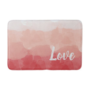 Aquarellfarben Ombre Rot und Rosa Gradient Liebe Badematte