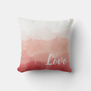 Aquarellfarben Ombre Rot und Rosa Gradient Liebe Kissen