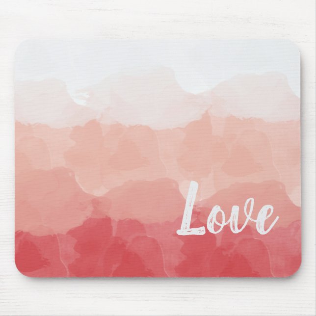 Aquarellfarben Ombre Rot und Rosa Gradient Liebe Mousepad (Vorne)