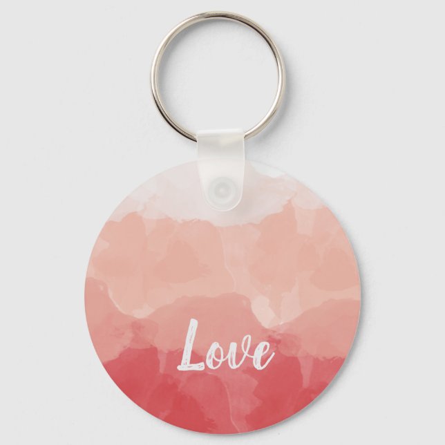 Aquarellfarben Ombre Rot und Rosa Gradient Liebe Schlüsselanhänger (Vorderseite)