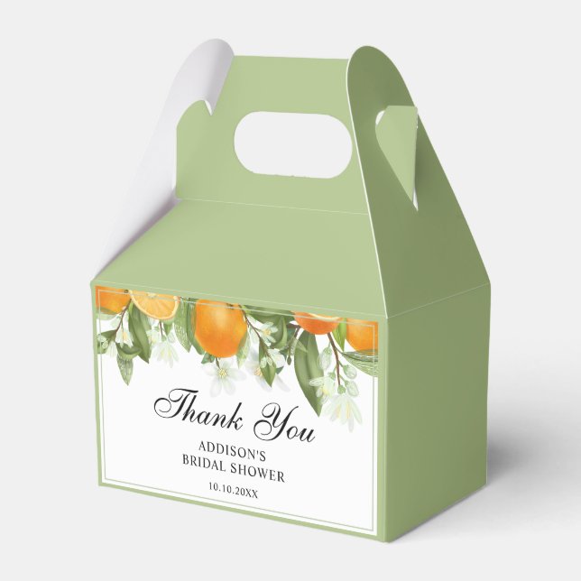 Aquarellfarben Orange Blume Brautparty Vielen Dank Geschenkschachtel (Vorderseite)
