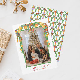 Aquarellfarben Orange Bow Garland Weihnachtsgebäck Feiertagskarte