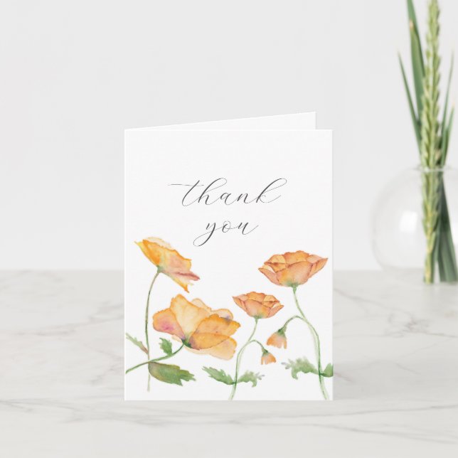 Aquarellfarben Orange Floral Dankeschön Karte (Vorderseite)