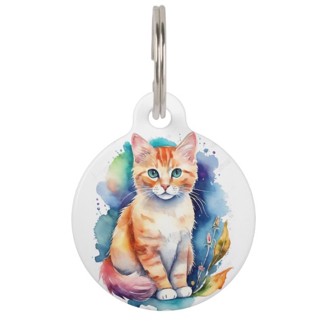Aquarellfarben Orange Kitten Haustiermarke (Vorderseite)