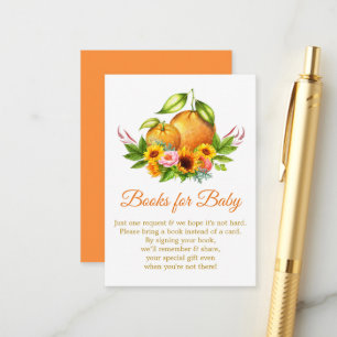 Aquarellfarben Orangen Blumenbücher für Babydusche Begleitkarte