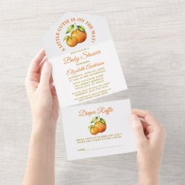 Aquarellfarben Orangen Eine kleine Süsse Dusche All In One Einladung