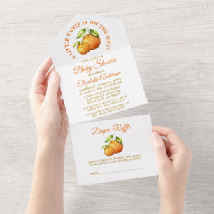 Aquarellfarben Orangen Eine kleine Süsse Dusche All In One Einladung