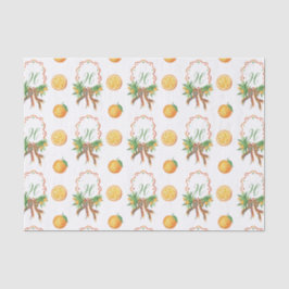 Aquarellfarben Orangen Kariert Bow Weihnachtsmonog Seidenpapier