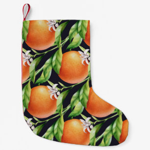 Aquarellfarben-Orangen: Zitrusfarbenes Muster Kleiner Weihnachtsstrumpf