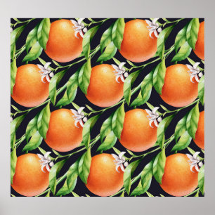 Aquarellfarben-Orangen: Zitrusfarbenes Muster Poster